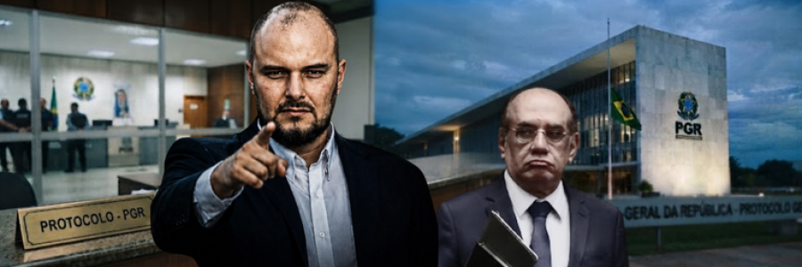 Dárcio Bracarense protocola denúncia contra Gilmar Mendes na PGR por possível coação no curso do processo.